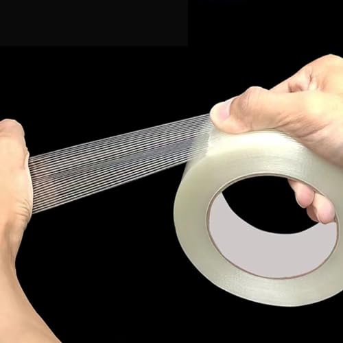 Image of Jinshining Transparent Mono Filament Strapping Tape 2inch X 50 Yards 5.6 Mil, Heavy Duty Reinforced Packing Tape Fiber Strapping Adhesive Packaging Tapes,Adhesive Tapes,Wrapping Tape