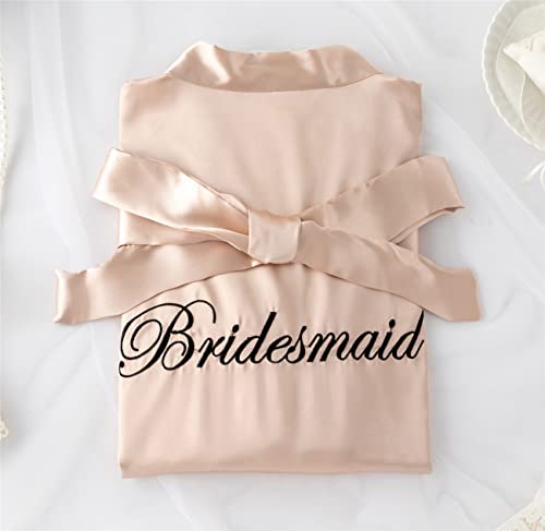 Image of Super Shopping-zone Women's Pure Bride Robes Embroidery Bridesmaid Robes Bridal Party Kimono Robe Wedding Sleepwear