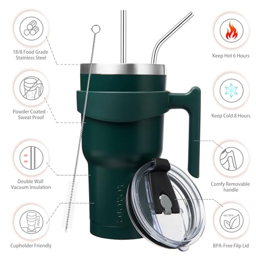Image of BJPKPK 30 oz Tumbler with Handle & Straw, Insulated Stainless Steel Mug