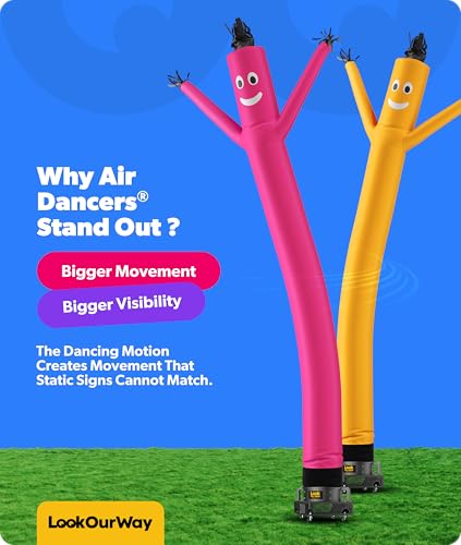 Image of LookOurWay Air Dancers Wacky Waving Inflatable Tube Man Set - 20 Feet Tall Inflatable Dancing Man with Blower for Business Advertising