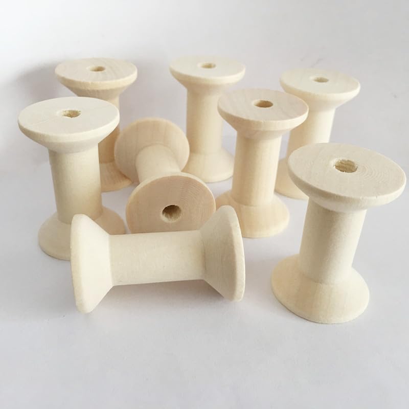 Lot de 200 bobines de fil en bois naturel - Vides - Décoratives - Pour travaux manuels, bricolage, chaîne (couleur d'origine) - 47 x 31 mm