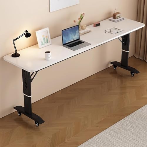 MESCXTY Mesa de Cama con Ruedas, Escritorio de computadora,Escritorio con Ruedas sobre la Cama de Altura Ajustable,Mesa portátil para computadora portátil tamaño(120x40cm, Black)