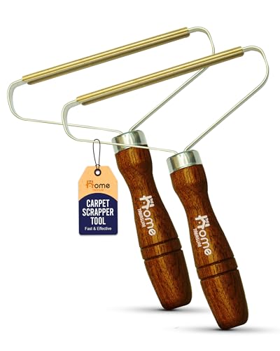 2 Pcs Double-Sided Carpet Scraper Tool & Lint Remover with Ergonomic Elegant Handle | Pet Hair Remover, Carpet Brush & Fabric Depiller for Clothes & R