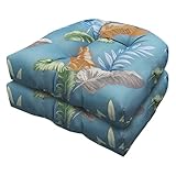 Eoieov Indoor Outdoor Chair Cushions Set of 2 for Patio Furniture Proch Rocker Wicker Chair Seat Pads Reversible,Waterproof Patio Cushion 18.5'*18.5',Blue Ye