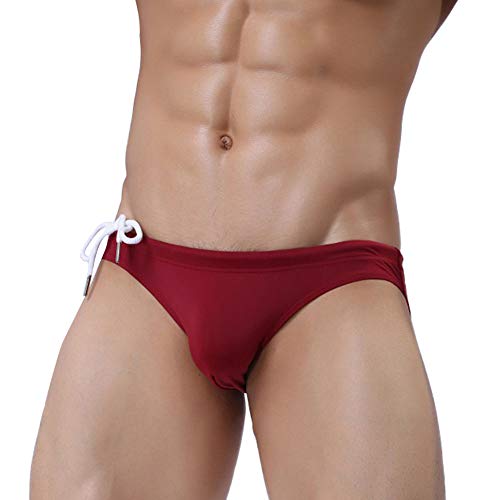 Mendove Men's Nylon Solid Pouch Bikini Swimsuits with Adjustable Drawstrig4