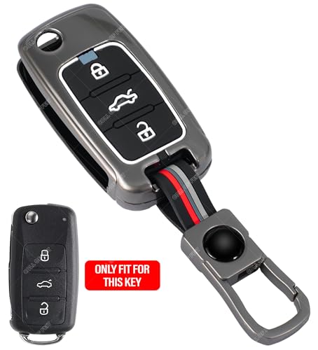 Image of Coll of Fest Premium Metal Silicon Key Cover Compatible with Skoda & Volkswagen - Polo | Vento | Jetta | Ameo | Passat | Rapid | Laura | Superb | Octavia | Fabia | Yeti 3 Button Flip Key