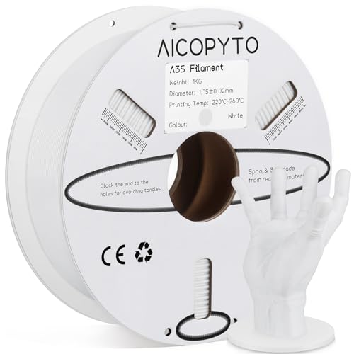 AICOPYTO ABS Filament 1.75mm, 3D Printer Filament Dimensional Accuracy +/- 0.02mm, 1KG Cardboard