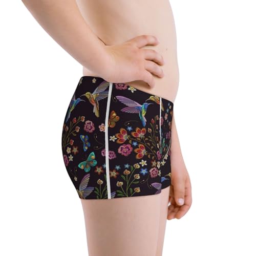 Boys' Cotton Boxer Brief Soft Underwear-Humming Bird And Tropical Flowers2