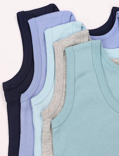 TupTam Baby Jungen Achselbody – Weicher Baby Body im 5er Pack aus Baumwolle, Body Baby Unifarben OEKO-TEX zertifiziert, Farbe: Farbenmix 10, Größe: 104