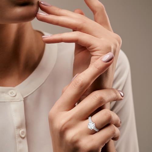 Image of 2 Ct. Certified Moissanite Tiffany Inspired Round Solitaire Ring for Women & Men, 925 Sterling Silver, 18k Gold Plated, Cathedral Set 6 Claw Design, Luxury Gift for Her