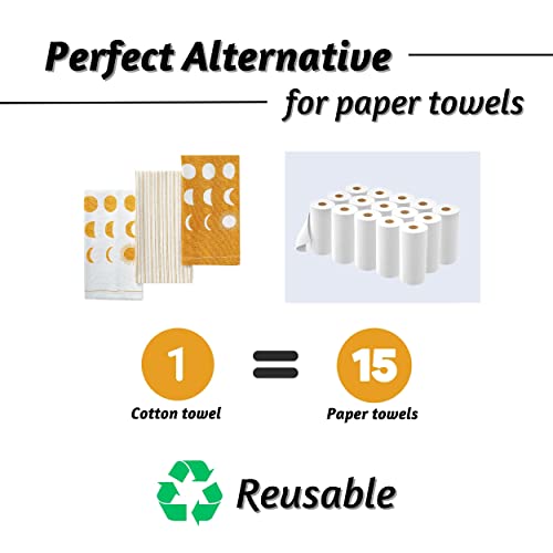 Folkulture Kitchen Towels With Hanging Loop, 18 X 28 Inches, Set Of 3 Modern Tea Towels Or Dish Towels For Drying Dishes, 100% Cotton Dishcloths Or Hand Towels For Farmhouse Décor, Absorbent (Mustard) #TOP4