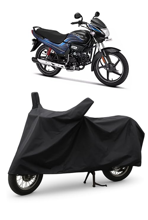 Image of DAXO Waterproof Bike Cover for Hero Passion Plus | All Weather Protection from Rain, Dust, UV Rays & Scratches with Mirror Pockets & Buckle Belt | Passion Plus Bike Cover