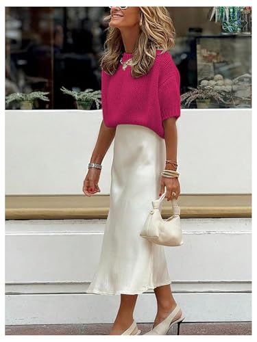 Image of GORGLITTER Women's Puff Short Sleeve Crop Cropped Sweaters Top Cute Outfits | Old Money Outfits Women, Date Night Outfit for Women, Going Out Tops Trendy, Knit Tops Sweater