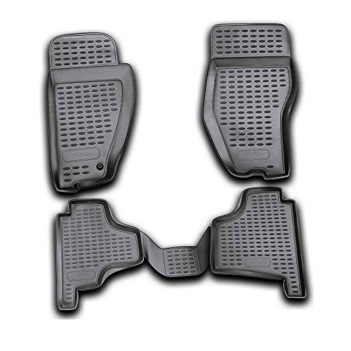 OMAC Floor Mats Fits Jeep Liberty 2008-2012 Black/Front & 2nd Row Seat 3D Liner Set/All Weather Custom Fit Heavy Duty/Car SUV Automotive Accessories