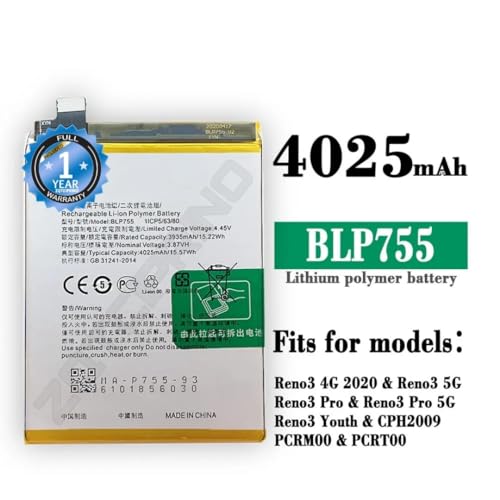 Image of Original BLP755 Battery for Oppo Reno 3 Pro CPH2035, CPH2037, CPH2036 Battery with 1 Year Warranty***(N175)