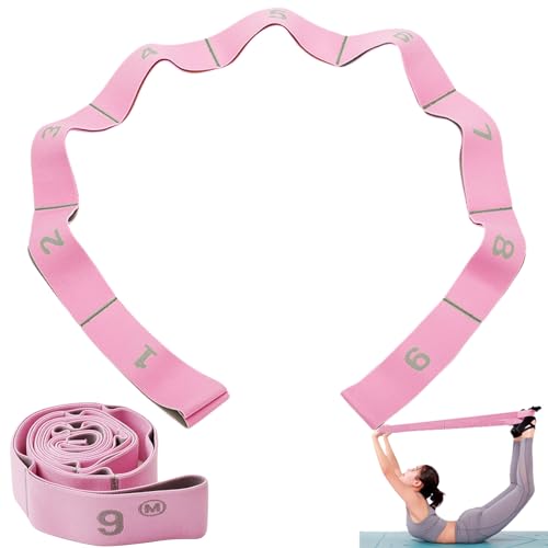 Wedhapy Yoga Strap Flex Strap Flexstrap Yoga Strap 45inch 9 Loop Elastic Dual Layer Numbered Unisex Stretch Band Polyester Cotton Odor- Yoga Accessories for 141-160cm Height