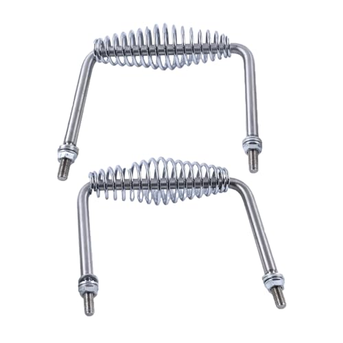 Image of 2X 6 inch Stainless Spring Handle 5 inch Wide Overall with 1 /2 inch Steel Rod Compatible with Most BBQ Pits Trailers Grills Custom Metal Projects Smokers Wood Stoves and Cabinets