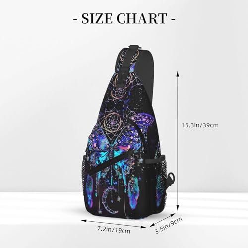 Dream Catcher With Butterfly Sling Backpack Chest Bag Crossbody Shoulder Bag Gym Cycling Travel Hiking Daypack For Men Women3