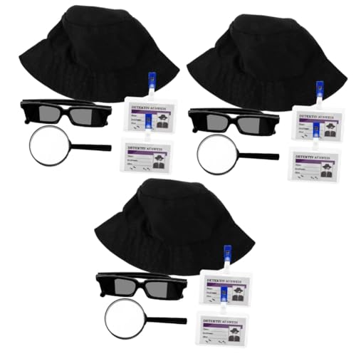 VICASKY 3 Sets Boys and Girls Detective Kit Detective Accessory Set Fake Glasses Gears