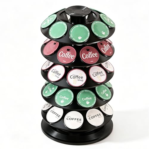 NostalHome Organizador giratorio de cápsulas de café, soporte para cápsulas de café, soporte de 40 ranuras para Dolce Gusto, tocadiscos de carrusel que ahorra espacio, base pesada, giro suave, color