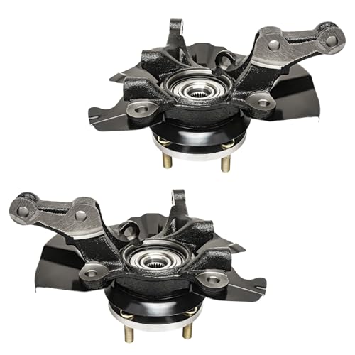 Image of Detroit Axle - Front 4pc Steering Knuckles Kit for 06-11 Hyundai Accent, 2 Steering Knuckles & Wheel Bearing Hubs 2 Outer Tie Rods 2006 2007 2008 2009 2010 2011 Replacement