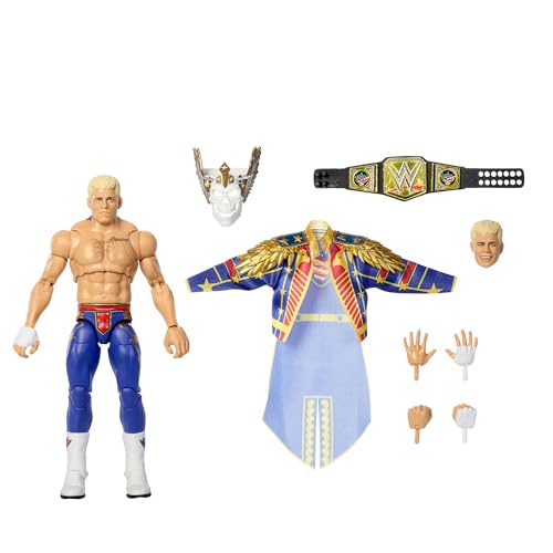 Mattel WWE Ultimate Edition Action Figure & Accessories Including Swappable Heads & Hands SummerSlam Cody Rhodes 6-inch Collectible Set JKD33