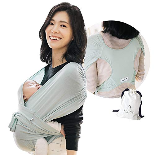 Konny Baby Carrier | Ultra-Lightweight, Hassle-Free Baby Wrap Sling | Newborns, Infants to 45 lbs Toddlers | Soft and Breathable Fabric | Sensible Sleep Solution (Mint, M)