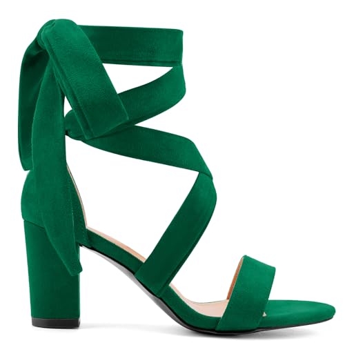 Image of Leticia Strappy Heels for Women Chunky Heel Sexy Open Toe Lace Up Block Heels Comfortable High Heeled Sandals for Women Dressy Summer