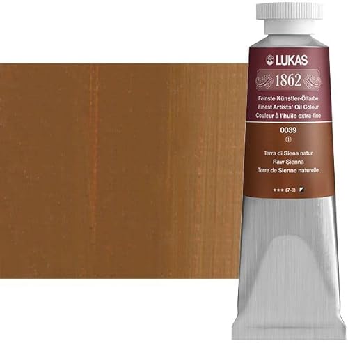 Lukas 1862 Professional Artist Oil Paint - Highly Pigmented Fine Art Oil Paint for Canvas, Artists, Oil Painting, & More! - [Raw Sienna - 37 mL]