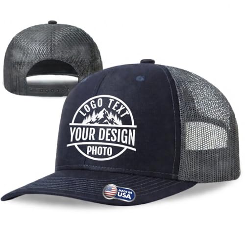 Bulk Custom Hat Design Your Own Trucker Hat with Logo Text Customized Baseball Cap for Men Women Black/Gray