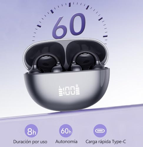 Image of Open-Ear Wireless Bluetooth 6.0 Headphones, 17mm Drivers with ENC, IPX5 Low Latency Gaming Mode and Multi-Connection, Clip-on Earphones for Workouts /Running