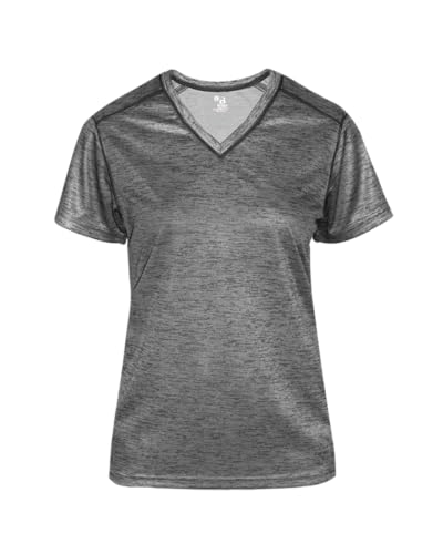 Badger Sports Ladies' V-Neck Tee Graphite Tonal Blend 2X-L