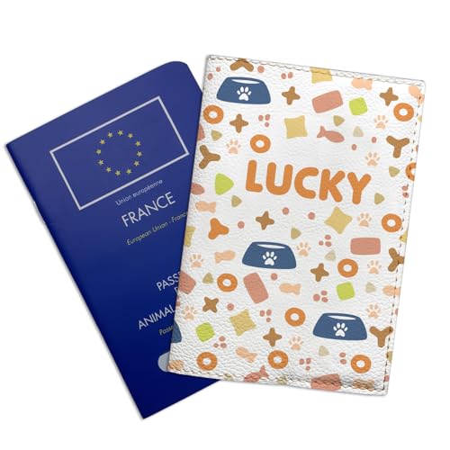 Haustierfutter-Passinhaber aus umweltfreundlichem veganem Leder für Heimtier-Reisepass | Hunde- & Katzen-Reisepass-Schutzhülle | Witziges Design