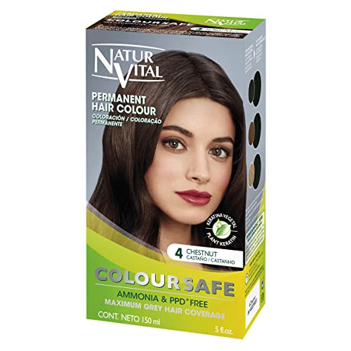 Permanent Hair Dye, Permanent Hair Color . Coloursafe, No Ammonia,Resorcinol,Parabens, or PDD. (~4 Chestnut Hair)