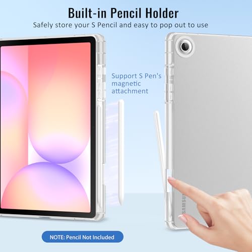 Image of MoKo Case for Samsung Galaxy Tab S10 Lite 10.9 Inch 2025 [SM-X400 /SM-X406B] with S Pen Holder, Slim Light Trifold Protective Cover with Hard PC Translucent Back Shell, Auto Wake /Sleep, Silver