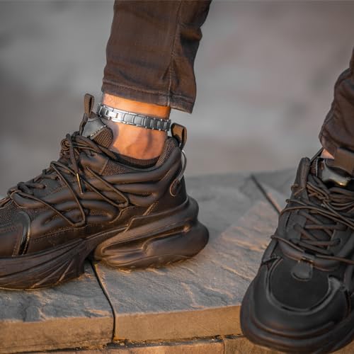 Image of MagnetRX Ultra Strength Magnetic Anklet - Effective Magnetic Ankle Bracelets for Men - Titanium Mens Ankle Bracelet with 48 Magnets (Silver)