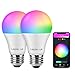 Lepro Bombilla LED Inteligente WiFi E27 Regulable 9W Equivalente a 60W, 16 Millones de Colores 806 lúmen, Lámpara WiFi RGBW Blanca 2700K-6500K Compatible con Alexa, Google Home,2 Pcs
