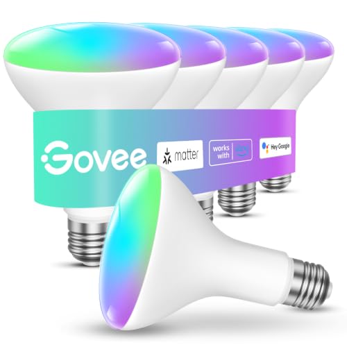 Image of Govee Smart Light Bulbs, 1200 Lumens Dimmable BR30 Bulbs, RGBWW Color Changing Light Bulbs, WiFi & Bluetooth LED Bulbs, 16 Million Colors, Compatible with Matter, Alexa, & Google Assistant, 6 Pack | RGBWW Color Changing Light Bulb, Flood Light Bulbs Work with Alexa, Google Assistant, WiFi & Bluetooth LED Bulbs, Music Sync