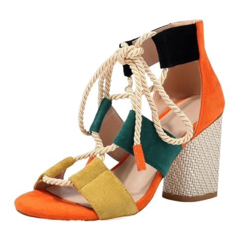 Chunky Block Heels for Women Open Toe Strappy Heeled Sandals Comfortable Wedding Prom Dance Dress Shoes