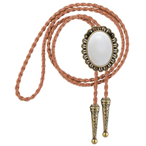 Image of GelConnie Native American Bolo Tie Rodeo Cowboy Leather Necktie Western Necklace Costume Accessories for Men,Women