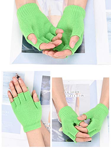 Bememo 4 Pairs Fingerless Gloves Half Finger Mittens Winter Solid Color Typing Knitted Gloves for Boys and Girls4