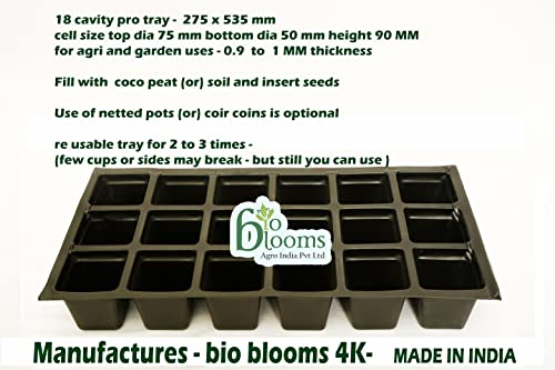 Image of Bio Blooms Seedling Tray for Plants, Reusable Germination Tray, Nursery Trays for Seedling, Sapling, Seed Starter & Growing Tray, 18 Cells Set of 10