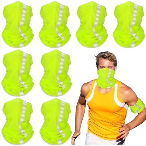 SATINIOR 8 Pcs Neck Gaiter Face Mask, Reflective Summer UV Protection Cooling Scarf Neon Breathable...