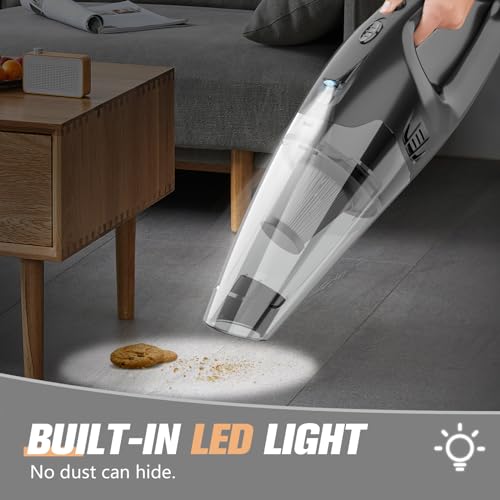 Image of BSRCO Handheld Vacuum Cordless Rechargeable 3-in-1, Car Vacuum Portable Cordless with USB Charge, Handheld Vacuum with LED Light, HEPA Filter, 1.65LBs Lightweight Vacuum Cleaner for Dust, Pet Hair