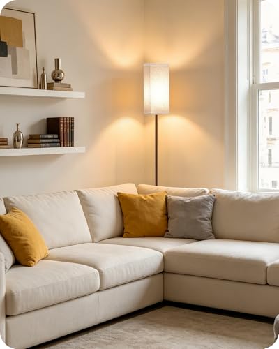 Image of 64.6 inch Floor Lamp, Pole with Foot Switch, Modern Standing Lamp Lampshade, Minimalist Freestanding Lamp (Bulb Not Included), for Living Room, Bedroom Office ETL Listed,Brown and Beige VE07LD05