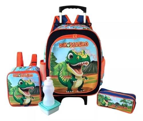 Kit Mochila Infantil Baby Dinossauro Rodinhas Tam G Meninos