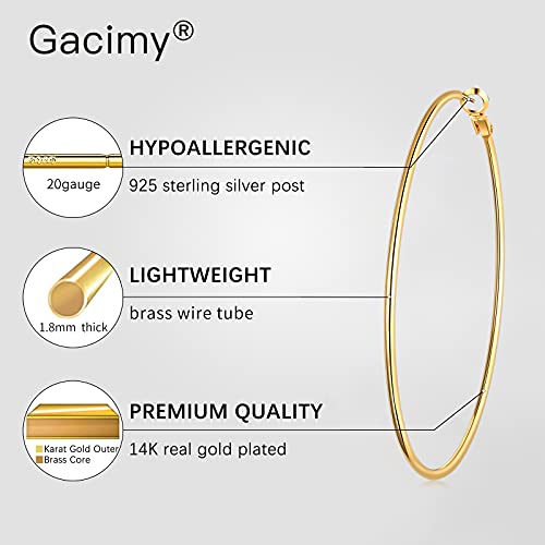 Image of Gacimy Gold Hoop Earrings for Women, 14K Gold Plated Thin Hoops