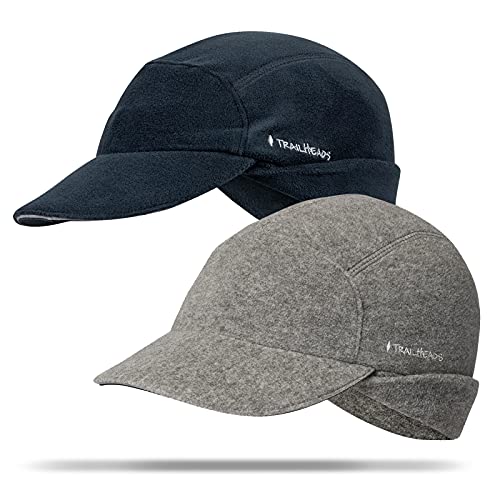 Product Image of the TrailHeads Fleece Ponytail Hat for Women – Trailblazer Reflective Winter Hat with Ponytail Hole for Workouts, Black/Heather Grey 2-Pack
