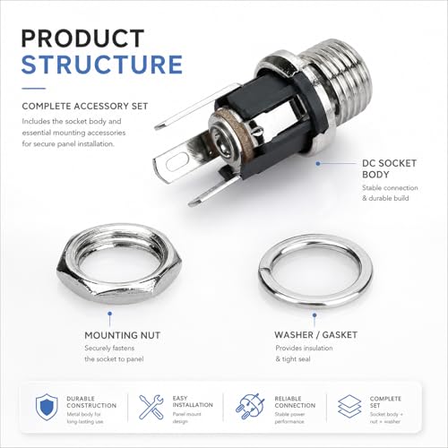 Conector de Jack de Alimentación DC 2.5mm, Pack 10 Pzas miniatura 6