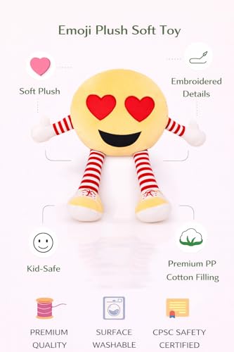Image of Fun4you Plush Pillow Soft Toy for Kids - Cute Heart Eyes Cushion, Soft Stuffed Pillow Toy for Bed Sofa Room Decor, Gift Toy for Boys Girls (30 CM)